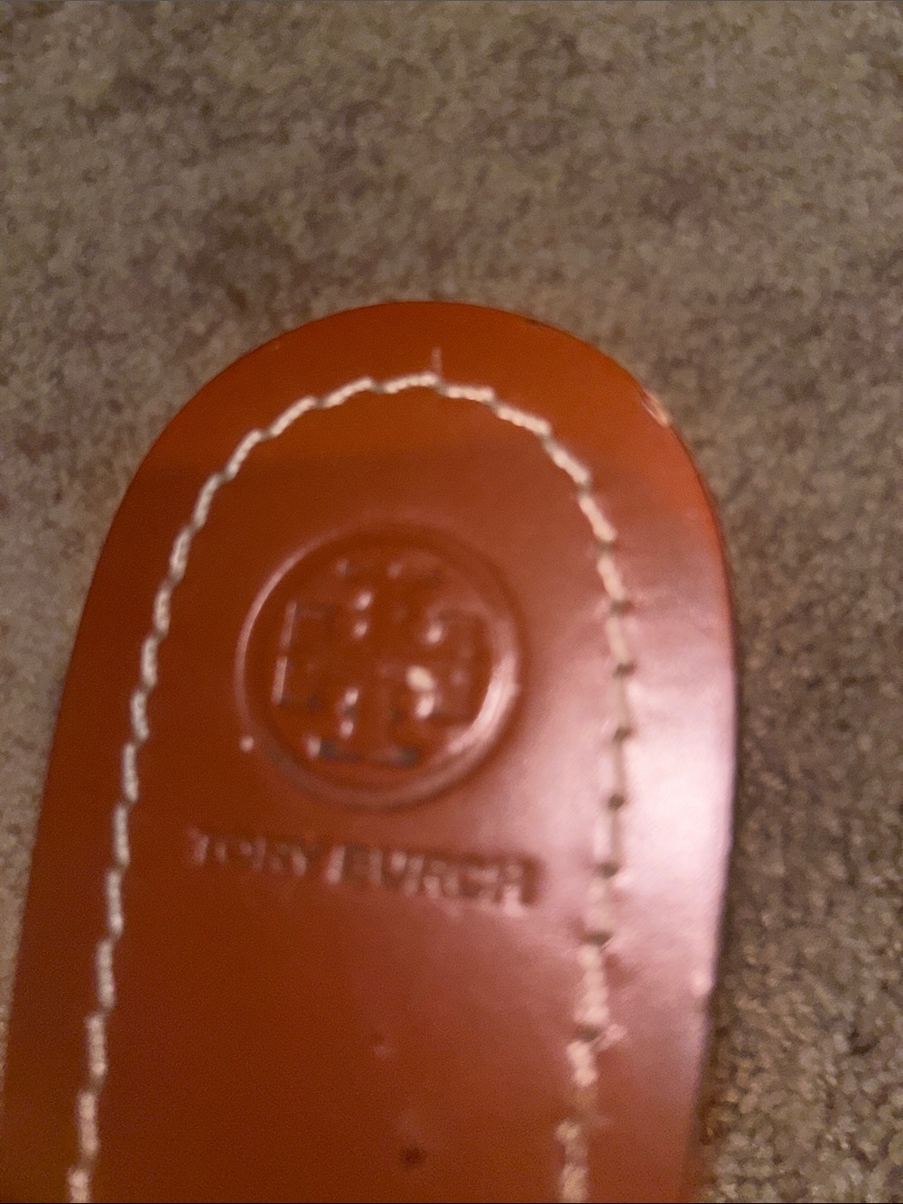 Tory Burch Tan Leather Logo Thong Sandals - Picture 3 of 3